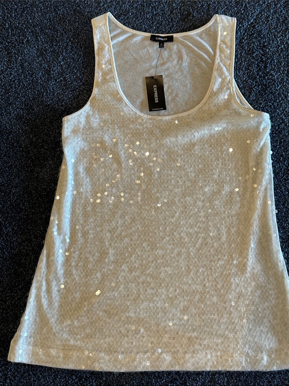 Express Women's White Sequin Tank Top